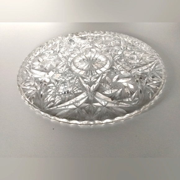 Pin Wheel Footed Lead Crystal Platter - Picture 1 of 9